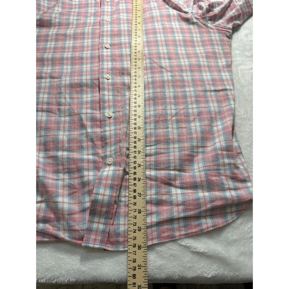 Faherty Reserve The Movement Shirt Mens‎ XL Pink Blue Plaid Supima Blend Stretch